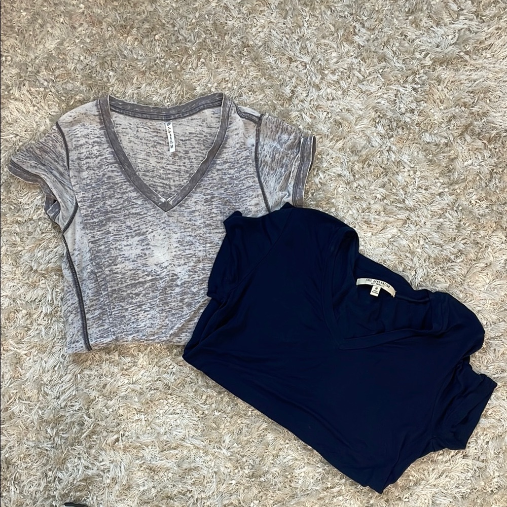 Gray and Navy V-Neck T-Shirt Lot Size Medium